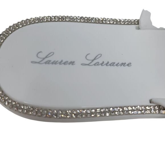 Lauren Lorraine Studley White Jeweled Slip On Slide Sandals Size 9 NEW in Box - Picture 8 of 10